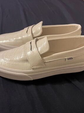 Vans White Canvas Slip-On Loafers